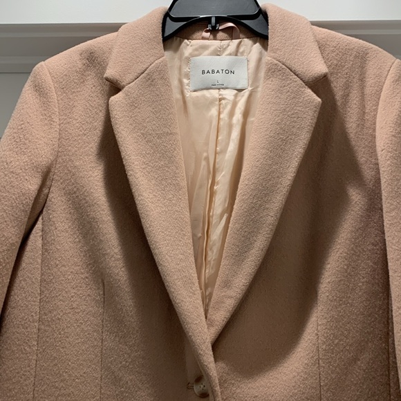 Aritzia Babaton Virgin Wool & Cashmere dusty pink long coat, size Large. - Picture 2 of 10